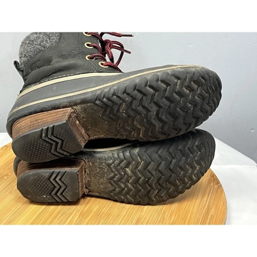 Sorel Slimpack II Lace Boots Womens 7 Black Kettle Waterproof Leather NL2348-010